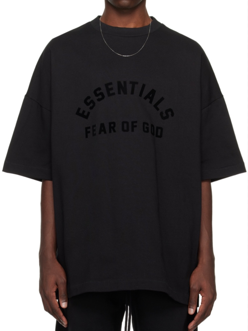 ESSENTIALS Fear of Good Crewneck T-Shirt Jet Black Heavy Cotton Jersey Sz M NWT